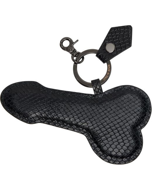 Vivienne Westwood Black Snake Embossed 'Penis' Keychain for men