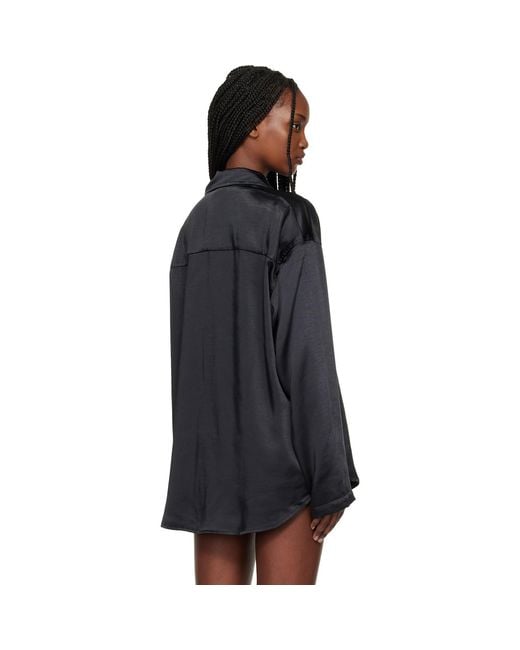 Skims Black Lightweight Satin Oversized Shirt