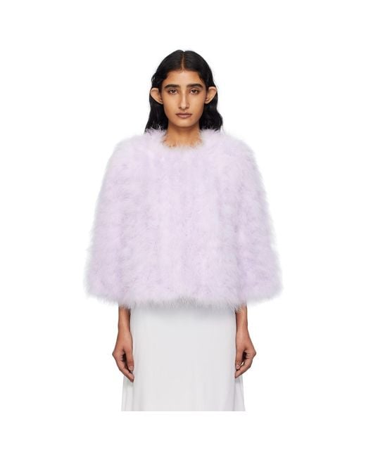Yves Salomon Purple Short Feather Jacket