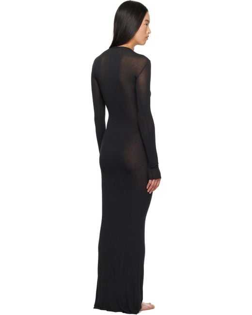 Skims Black Ssense Exclusive Sheer Modal Long Sleeve Maxi Dress