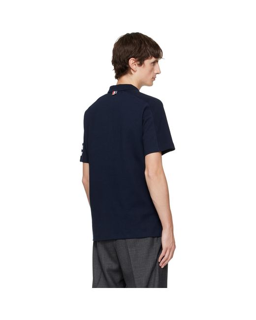 Thom Browne Blue Milano Cotton 4-Bar Polo for men