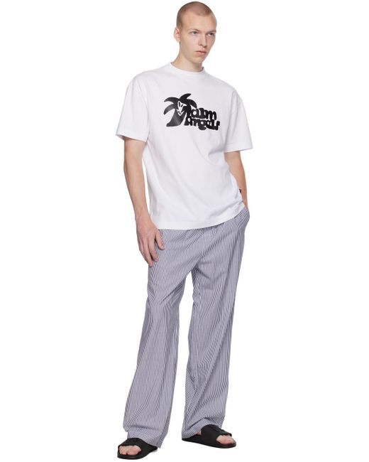 Palm Angels White Blue Classic Pyjama Pants for men