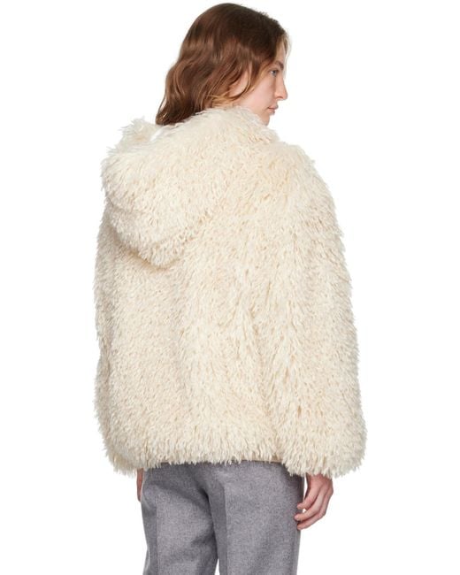 Blouson blanc cassé en fourrure synthétique à capuche MSGM en coloris Natural
