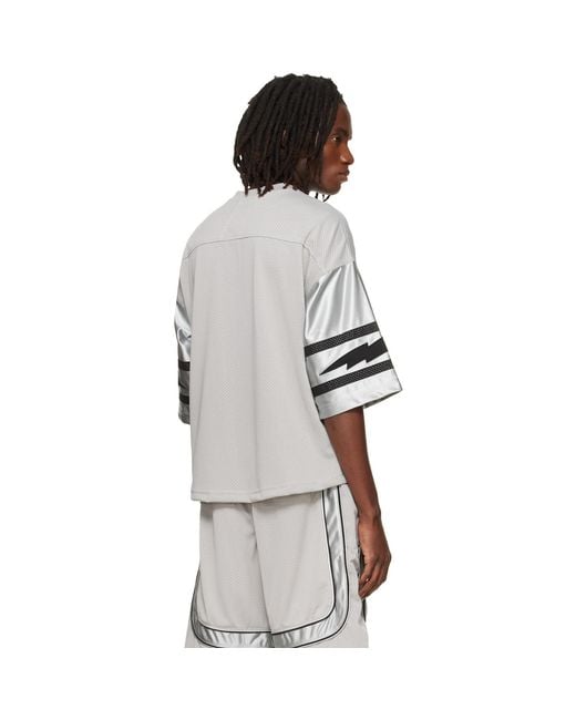 Rhude Gray Lightning Football Jersey for men