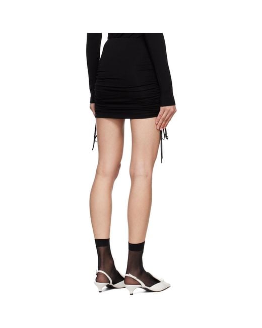 Pushbutton Black Draped Miniskirt