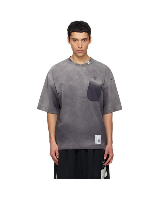 Maison Mihara Yasuhiro Gray Sun Faded V Neck T-Shirt for men