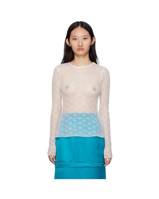 BONBOM Blue Mesh Long Sleeve T-Shirt