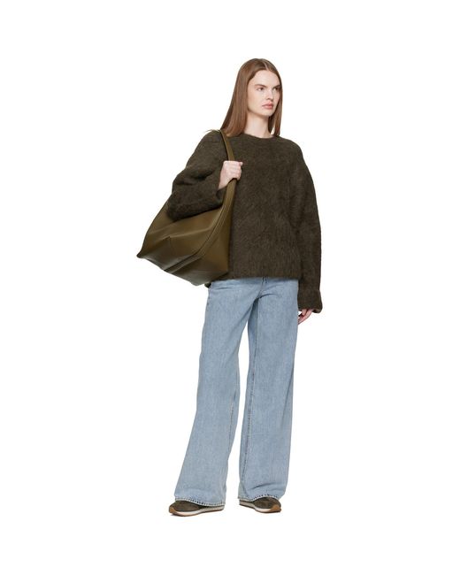 Totême  Green Belted Grained-Leather Tote
