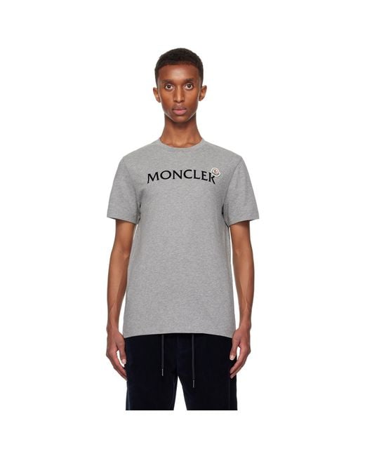 Moncler Black Flocked Logo T-Shirt for men
