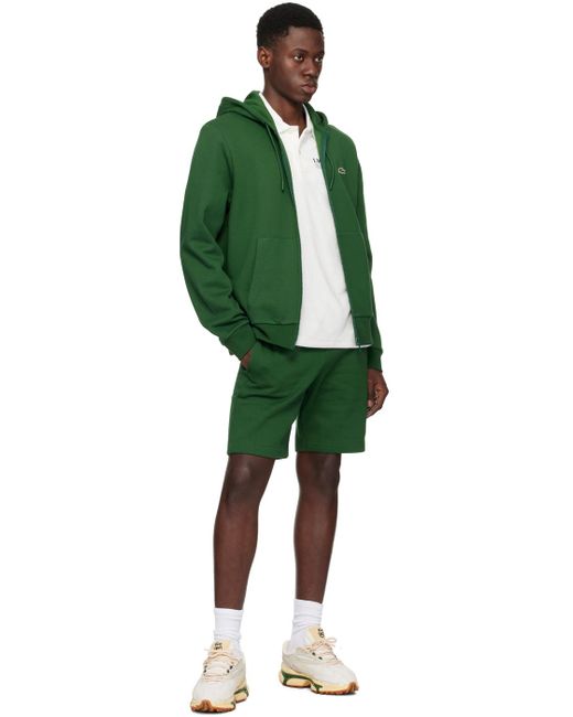 Pull à capuche vert à glissière Lacoste pour homme en coloris Green