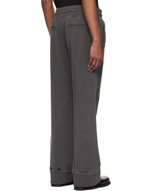 C2H4 Black Staff Uniform Asymmetric Agitator Distressed Sweatpants for men