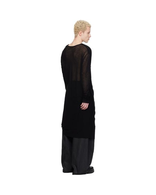 Julius Black Drop Neck Drape T-Shirt for men