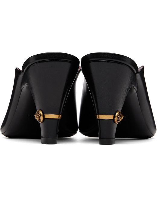Versace Black Giulietta Leather Mule Heeled Sandals