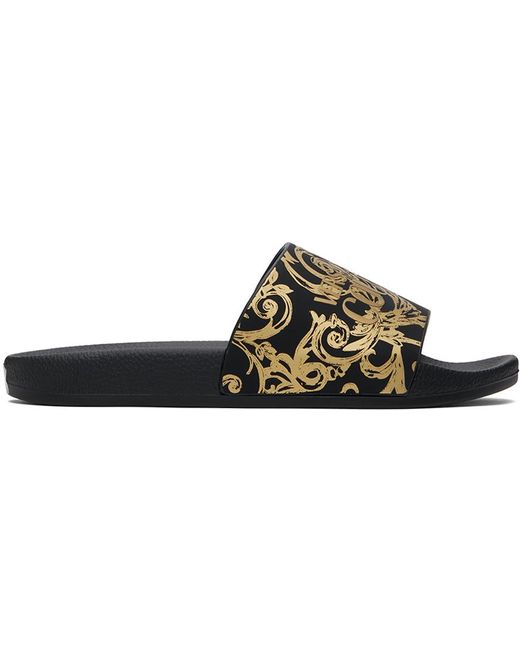 Versace Baroque print Textured Slides in Black for Men Lyst