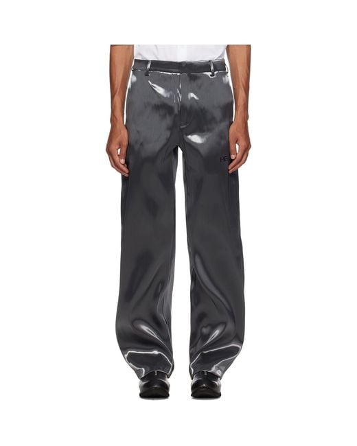HELIOT EMIL Gray Liquid Metal Trousers for men