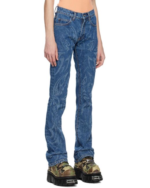 MadeMe Blue Ssense Exclusive Laser Butterfly Jeans