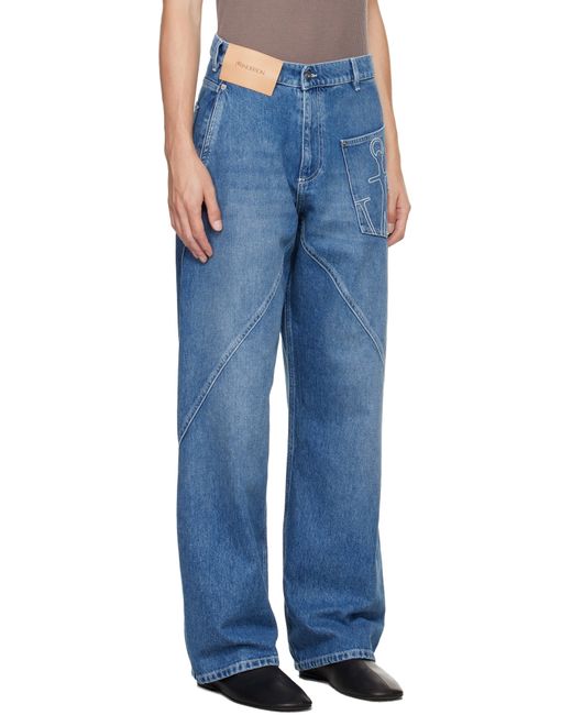 J.W. Anderson Blue Twisted Workwear Jeans for men