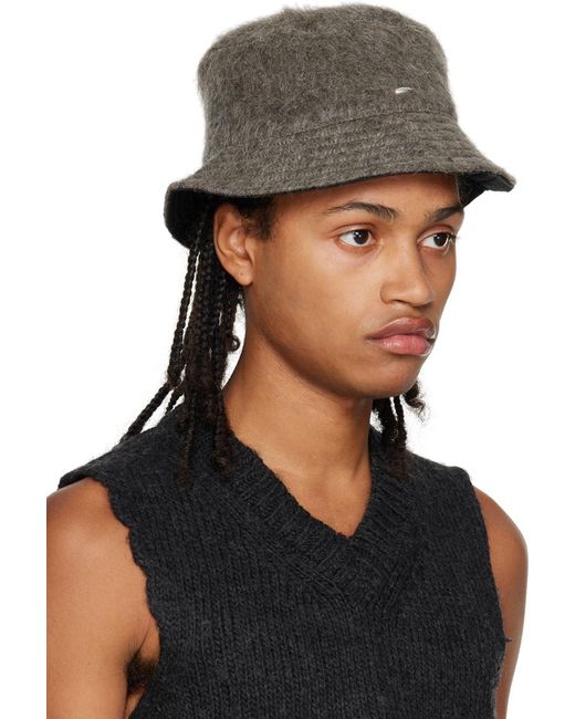 Our Legacy Black Gray Hairy Bucket Hat for men