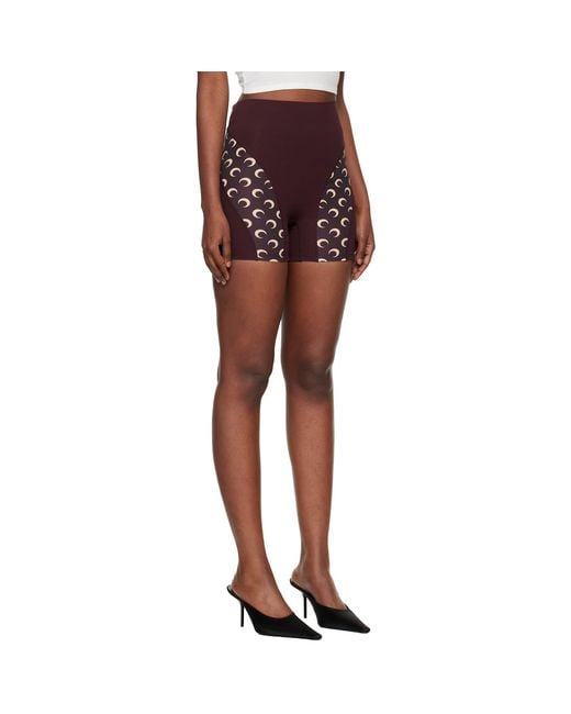MARINE SERRE Multicolor Burgundy Athleisure Moon Insert Mini Shorts