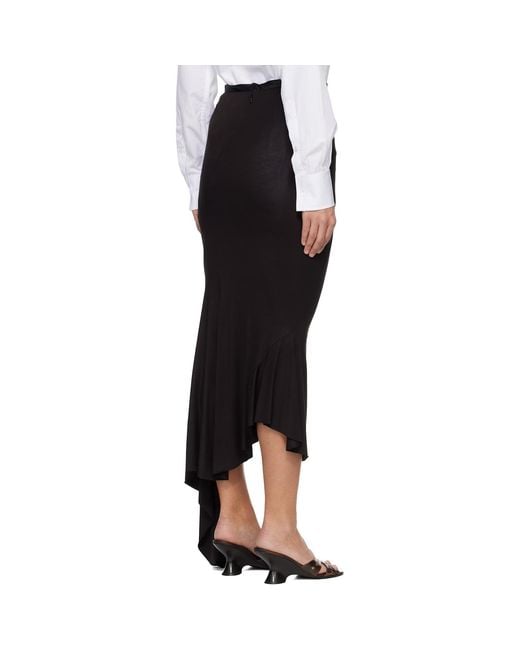 AARON ESH Black Jersey & Satin Fishtail Midi Skirt