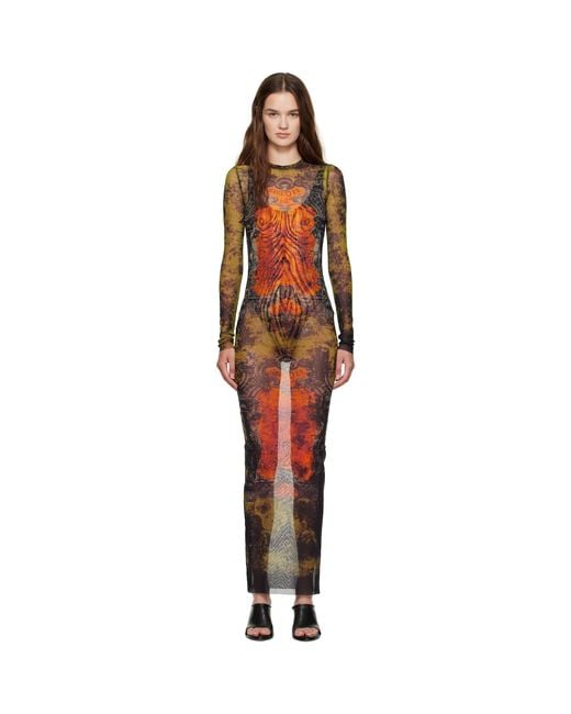 Jean Paul Gaultier Black Khaki & 'The Long Médaillon' Maxi Dress