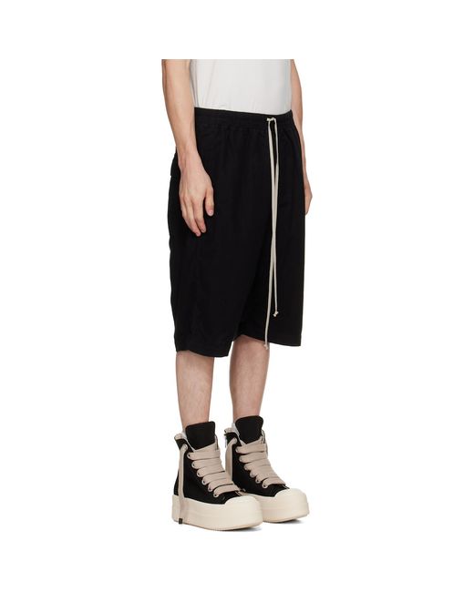 Rick Owens Black Tower Drawstring Pods Shorts for men