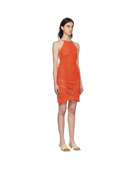 Bottega Veneta Black Orange Cotton Mini Dress