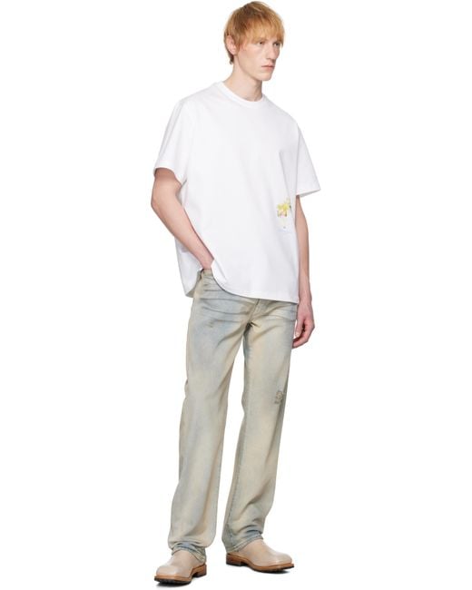 ★WOOYOUNGMI★ ホワイト Palm Tree グラフィックTシャツ メンズ WOOYOUNGMI ホワイト Palm Tree グラフィックTシャツ