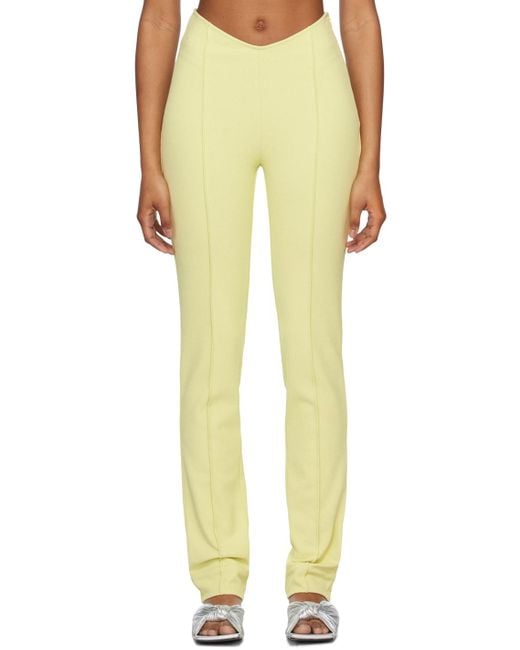 Ganni Yellow Green Slim-fit Trousers