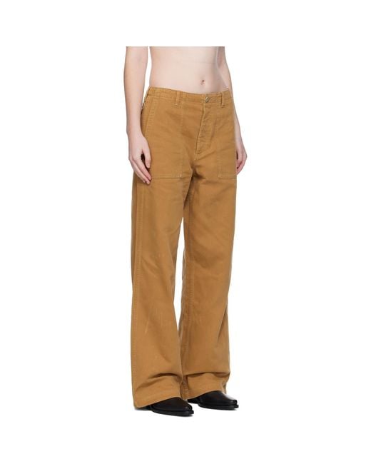 R13 Natural Tan Wide Leg Utility Trousers