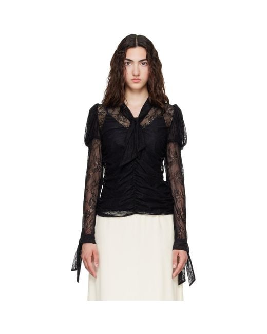Anna Sui Black Long Sleeve Blouse