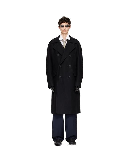 Dries Van Noten Black Wool Caban Coat for men