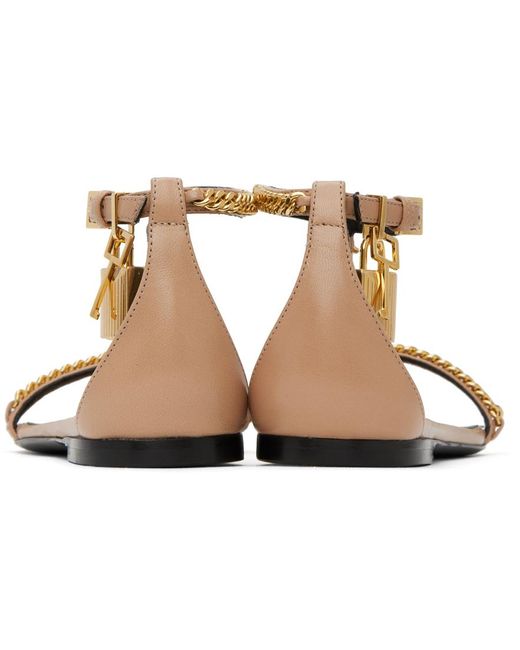 Tom Ford Beige Padlock Chain Flat Sandals in Black | Lyst