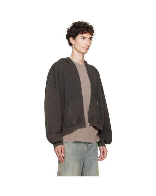 Represent Brown Initial Boxy Oversized Zip Hoodie for men