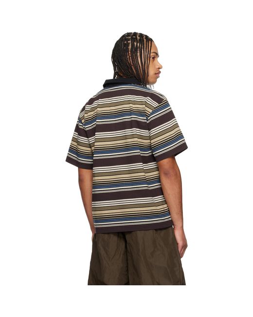 Sacai Black Horizontal Stripe Polo for men