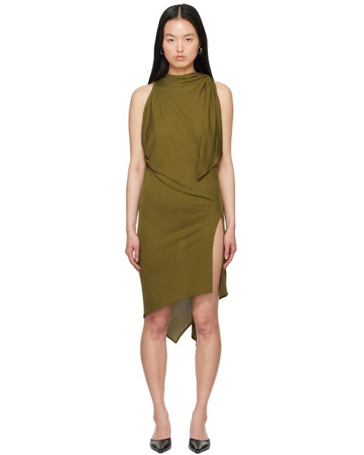 AARON ESH Black Khaki Semi-Sheer Minidress