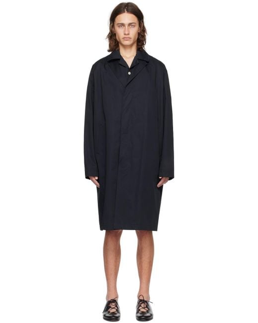 Rohe Black Notched Lapel Trench Coat for men