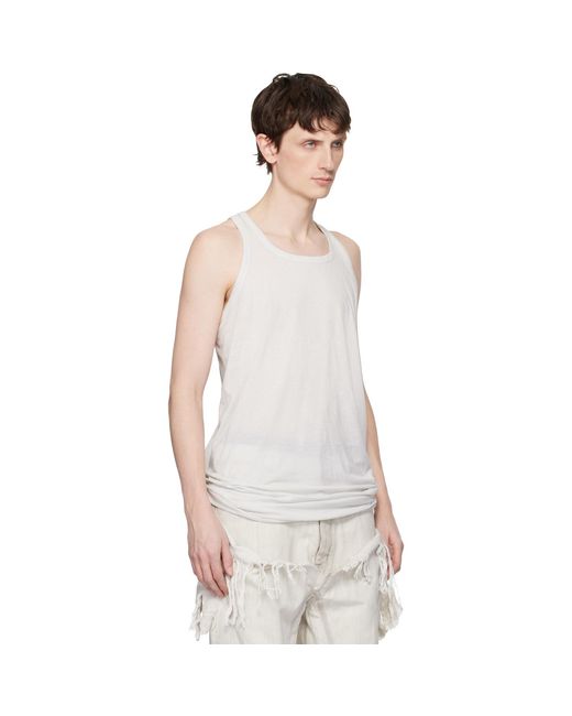 Rick Owens White Off- Temple Loose Tank Top for men