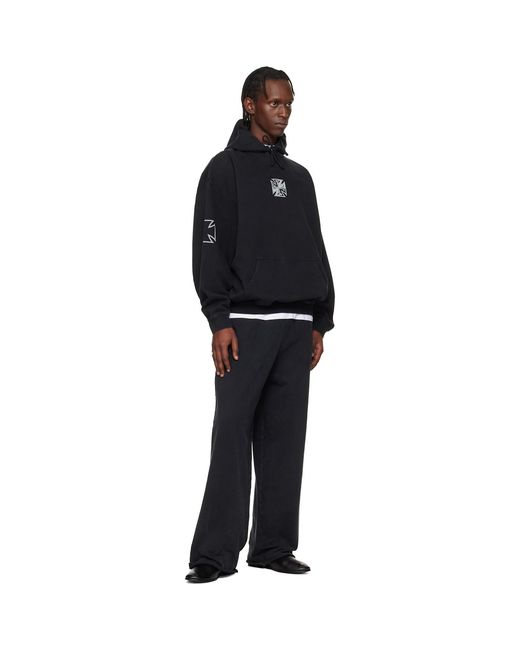Vetements Black Triple Biker Cross Logo Hoodie for men