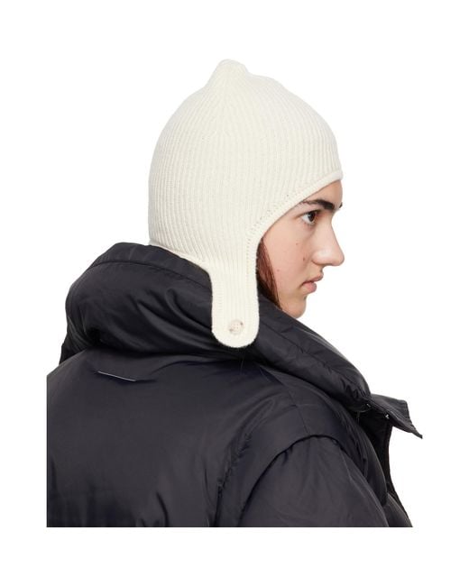 MM6 by Maison Margiela Blue Off- Ribbed Aviator Beanie