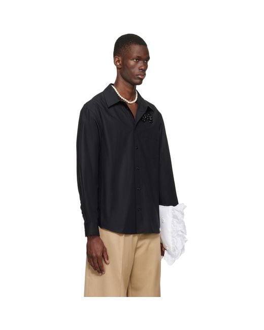 Simone Rocha Black Embellished Classic Shirt for men