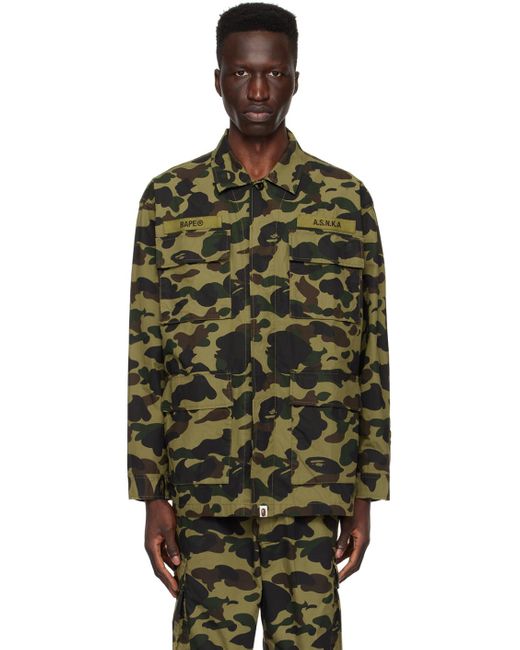 Chemise militaire verte à motif 1st camo A Bathing Ape pour homme en coloris Black