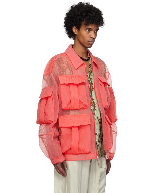 メンズ Dries Van Noten レッド クリンクル ジャケット Red