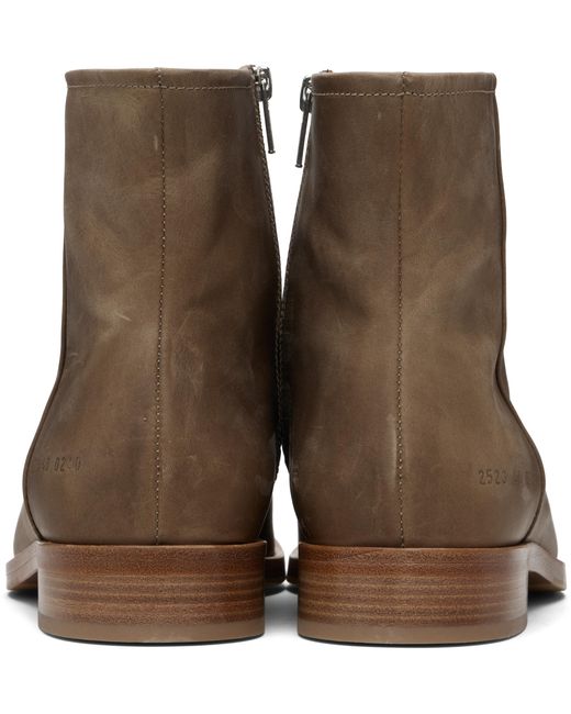 Bottes Taupe En Cuir Ciré À Glissière Common Projects pour homme en coloris Brown