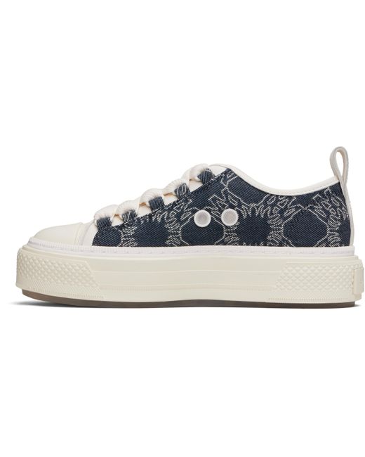 Baskets De Court Basses Bleu Marine Et Blanc En Denim À Quadrigrammes Amiri en coloris Blue