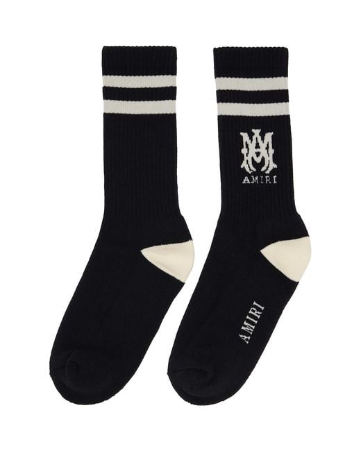 Amiri Black Ma Stripe Socks for men