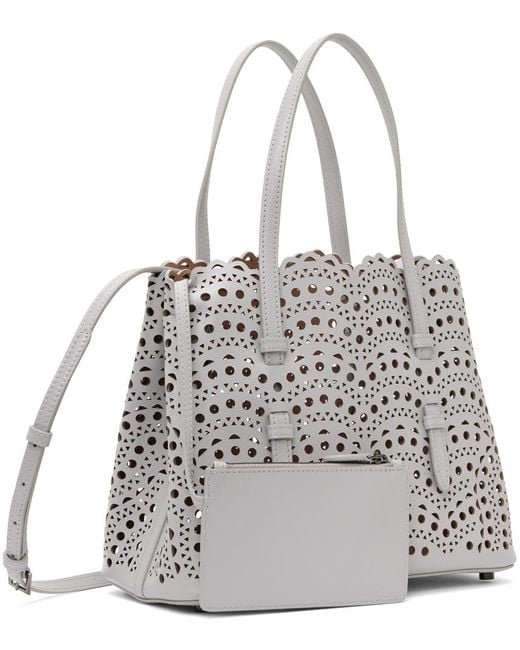 NEW ALAIA MINA 25トートバッグ White ▲ AA1S06725C0A44010 Le Mina 25 Vienne Wave leather tote bag in white - Alaia