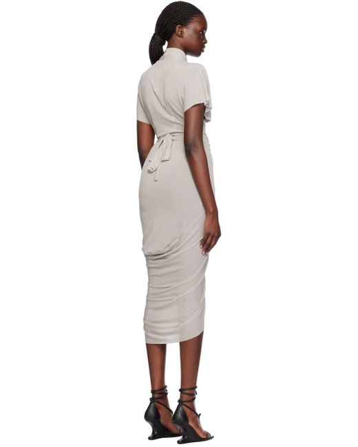 Rick Owens Black Off-white Wrap Midi Dress