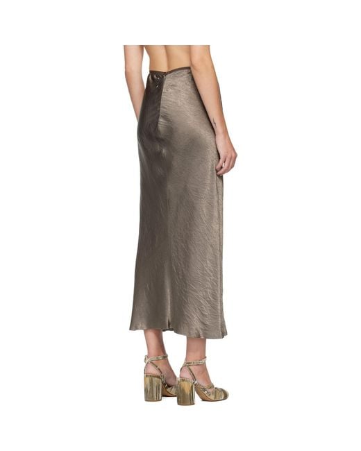 Maison Margiela Black Taupe Satin Midi Skirt