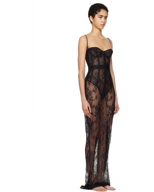 Skims Ultra Fine Lace Strapless Corset Long Maxi Dress in Black | Lyst  Canada